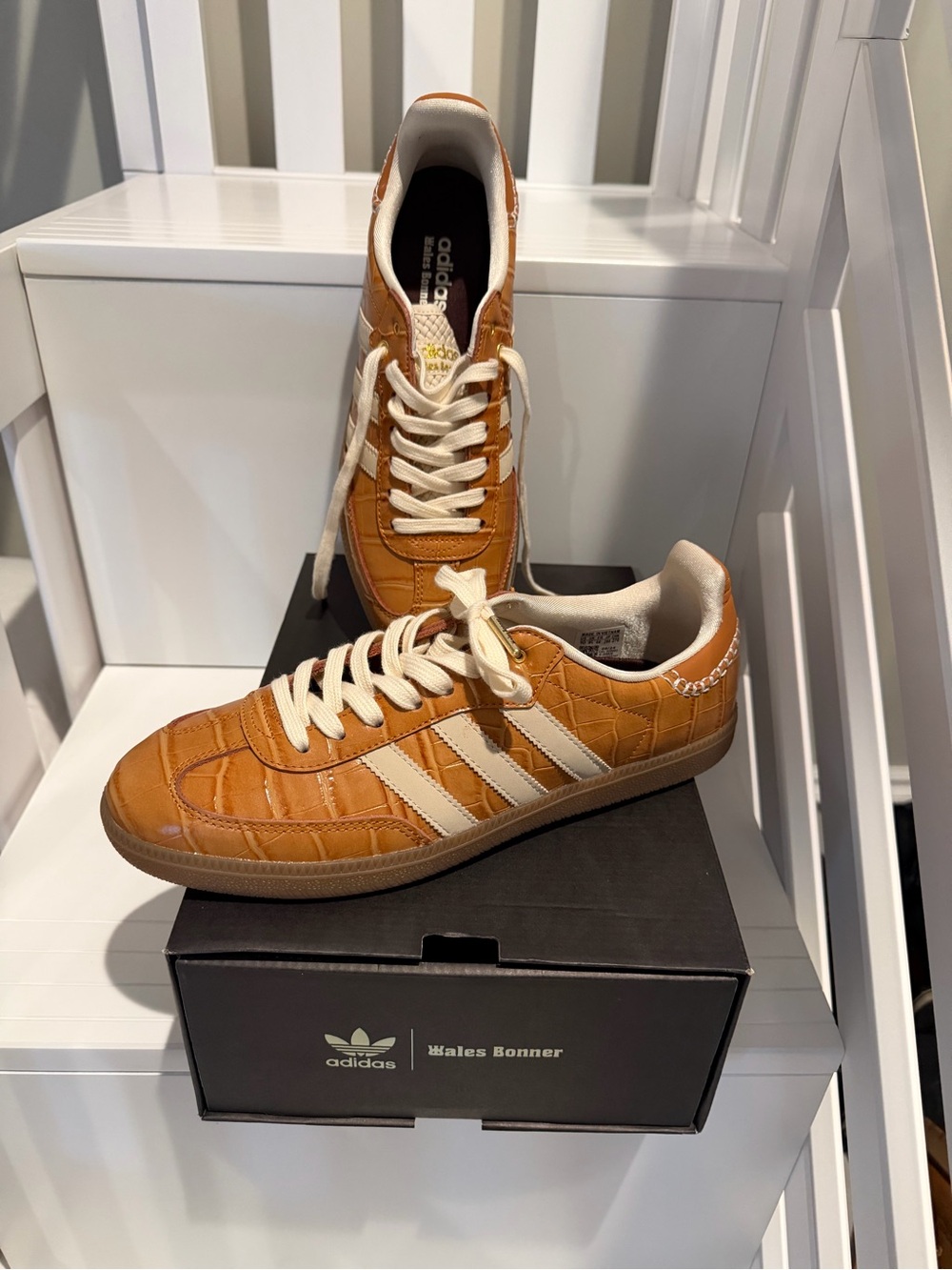 Adidas Wales Bonner Men’s Brown and Cream Quilted Leather Sneakers